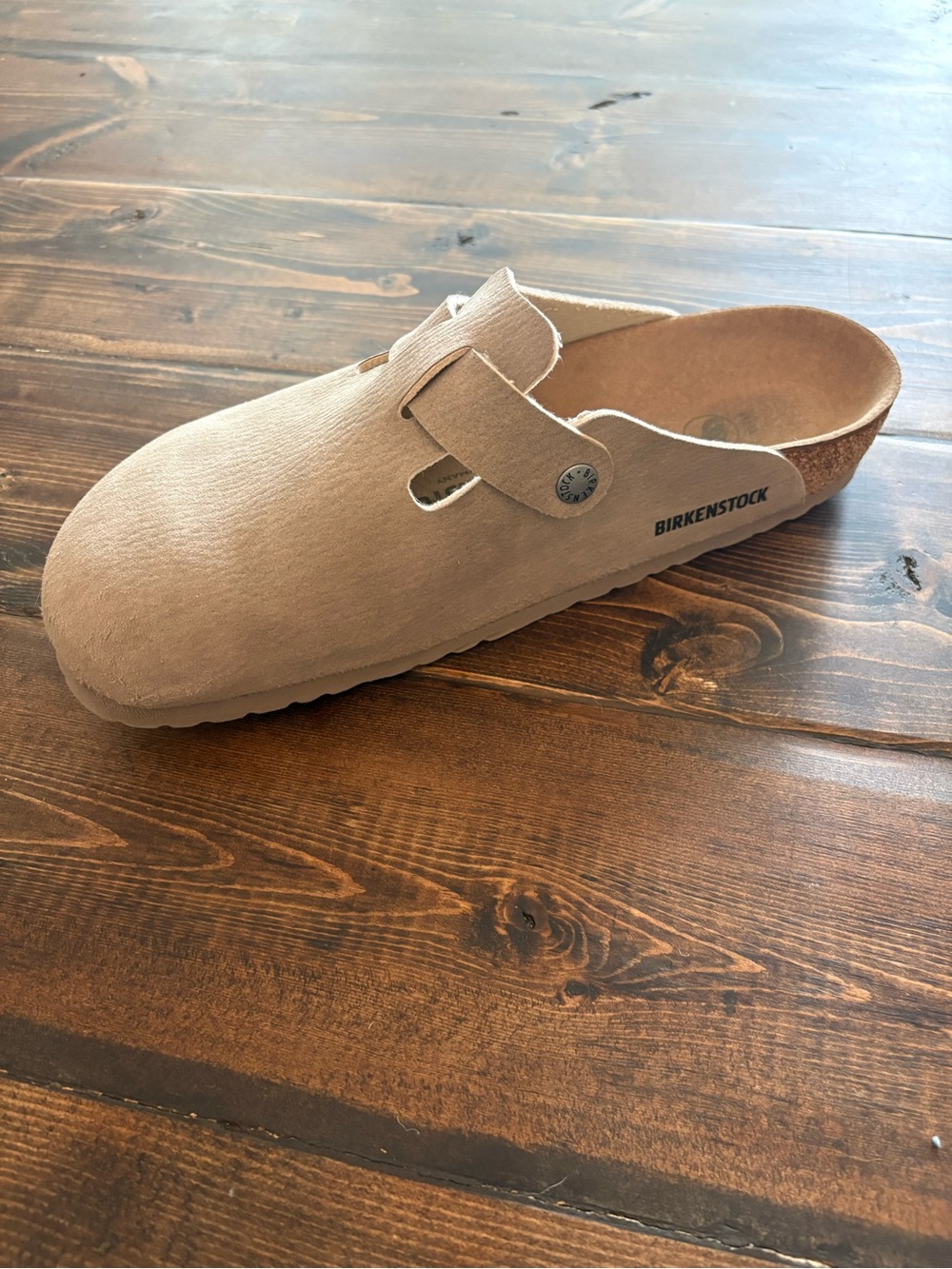 Birkenstock Unisex Taupe Suede Boston Clogs - Picture 5 of 6